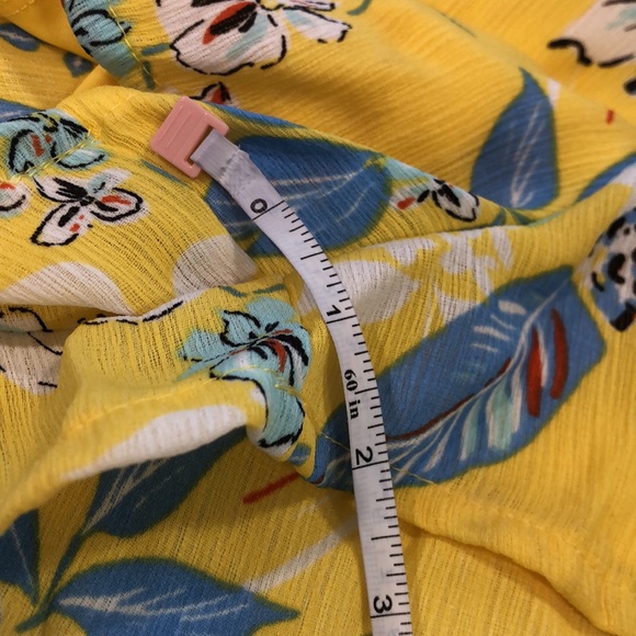 As U Wish Romper Vibrant Yellow & blue cottage core spaghetti straps tassel SZ S - Picture 12 of 12